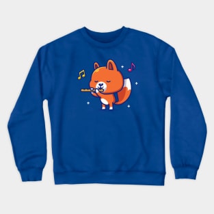 Cute Fox Playing Flute Music Crewneck Sweatshirt